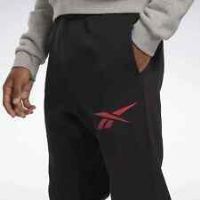 Reebok Mens Identity French Terry Fleece Logo Joggers Size Large BNWT Black/Red - L Regular