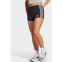 adidas Women/'s Essentials 3-Stripes Single Jersey Booty Shorts, Black/White, S