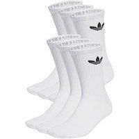 Adidas Originals Men'S Trefoil Cushioned Crew Sock 6 Pack - White