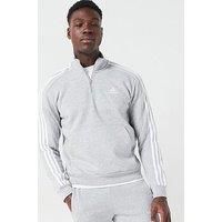 adidas Men/'s Essentials Fleece 3-Stripes 1/4-Zip Sweatshirt, Medium Grey Heather, L