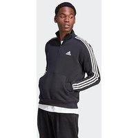 adidas Men Essentials Fleece 3-Stripes 1/4-Zip Sweatshirt, M Black