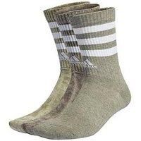 Adidas Sportswear Unisex 3 Pack 3 Stripe Crew Socks - Khaki Multi