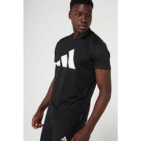 adidas Men/'s Run It Stripes Tee, Black, S