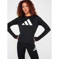 adidas Women/'s Run It Long Sleeve Stripes Tee, Black, XXS