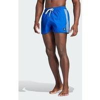 adidas Men/'s 3-Stripes CLX Very-Short-Length Swim Shorts, Royal Blue/White, XS