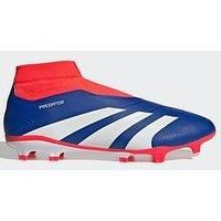 adidas Predator League Laceless Football Boots Firm Ground Shoes, Lucid Blue/Cloud White/Solar Red, 10 UK