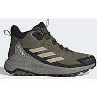 adidas Men/'s Terrex Anylander Mid RAIN.RDY Hiking Shoes Non-Football, Olive Strata/Wonder Beige/Core Black, 8 UK