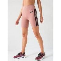 Adidas Womens Training Optime Essentials 3 Stripe 5 Inch Bike Shorts - Brown