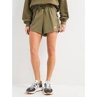 adidas Women/'s Essentials Small Logo French Terry Cargo Shorts, Olive Strata/White, XXL