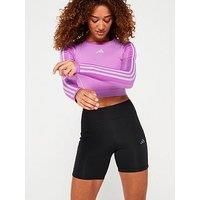 Adidas Womens Training Knitted Long Sleeve Crop Top - Purple