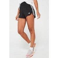 Adidas Womens Training Pacer Woven High Waist 3In Shorts - Black/White