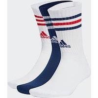 Adidas Sportswear Unisex 3 Stripes Cushioned Sportswear Crew Socks - 3 Pack - White Multi