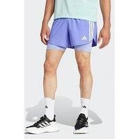 Adidas Own The Run 3 Stripes 2In1 Short - Blue