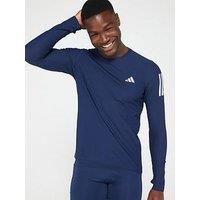 adidas Men/'s Own The Run Long Sleeve Tee, Dark Blue, XS