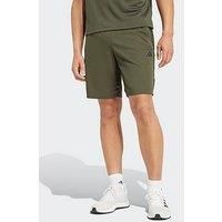 adidas Men/'s Train Essentials Piqué 3-Stripes Training Shorts, Shadow Olive/Black, S