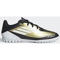 adidas F50 Club Messi Football Boots Turf Shoes, Gold/Footwear White/Carbon Black, 9.5 UK