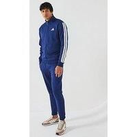 adidas Men/'s SPORTSWEAR BASIC 3 STRIPES FLEECE TRACKSUIT, Dark Blue, M