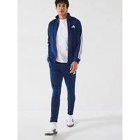 adidas Men/'s SPORTSWEAR BASIC 3 STRIPES TRICOT TRACKSUIT, Dark Blue, XXL