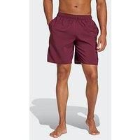 adidas Men/'s Solid CLX Classic-Length Swim Shorts, Maroon/Black, XL