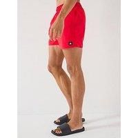 adidas Men/'s Solid CLX Short-Length Swim Shorts, Pure Ruby/Black, M