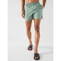 adidas Men/'s Solid CLX Short-Length Swim Shorts, Silver Green/Black, XL