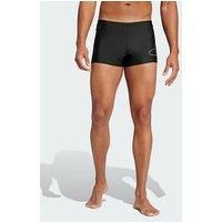 adidas Men/'s Big Bars Swim Boxers, Black/White, L