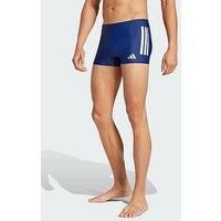 adidas Men/'s 3 Stripes Swim Boxers, Dark Blue/White, M