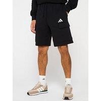 adidas Men/'s Essentials FEELCOZY French Terry Cargo Short, Black/White, XL