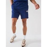 adidas Men/'s Essential Three Stripes French Terry Short, Dark Blue/White, L