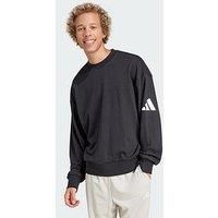 adidas Men/'s ESSENTIALS LOSE FIT THREE BAR SWEATSHIRT, Black/White, XL