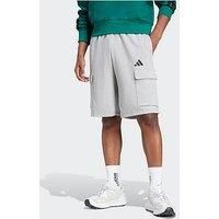 adidas Men/'s Essentials FEELCOZY French Terry Cargo Short, Medium Grey Heather/Black, L