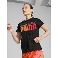 Puma Run Favourite Graphic Womens Running Top Black Short Sleeve Mens T-Shirt