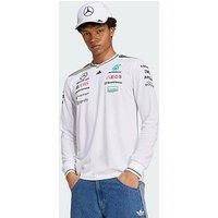 adidas Mercedes - AMG Petronas Formula ONE Team Driver Jersey Authentic Long Sleeve, Recycled Polyester, White