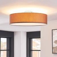 Lindby Light brown fabric ceiling light Sebatin, E27 LEDs