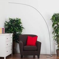 Silver-coloured, arc-shaped LED floor lamp Danua