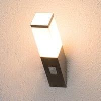 Outdoor Wall Light /'Lorian/' with Motion Detector (Modern) in Silver Made of Stainless Steel (1 Light Source, E27) from Lindby | Wall lamp for Exterior/Interior Walls, House, Terrace und Balcony