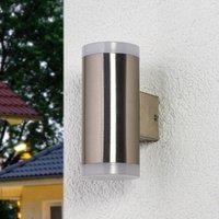 Lindby 2-bulb LED outdoor wall light Eliano, steel