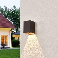 LED Outdoor Wall Light /'Mikka/' (Modern) in Black Made of Aluminium (1 Light Source,) from Lucande | Wall lamp for Exterior/Interior Walls, House, Terrace und Balcony