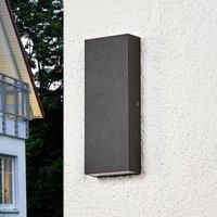 LED Outdoor Wall Light /'Corda/' (Modern) in Black Made of Aluminium (2 Light Sources,) from Lucande | Wall lamp for Exterior/Interior Walls, House, Terrace und Balcony