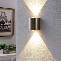 Semi-circular LED wall light Lareen, satin nickel