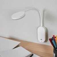 Flexible arm LED wall light Milow with USB port