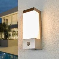 Lindby Outdoor Wall Light /'Severina/' with Motion Detector (Modern) in Silver Made of Stainless Steel (1 Light Source,) from Wall lamp for Exterior/Interior Walls, House, Terrace und Balcony