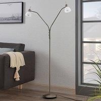 Gwendolin floor lamp, nickel-coloured, 2-bulb