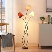 Three-bulb floor lamp Melis with fabric lampshades