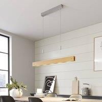 Wooden LED pendant light Karinja, natural