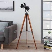 Wooden floor lamp Hilma with tripod frame