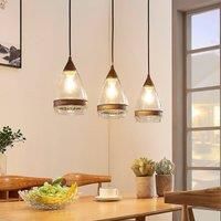 Glass pendant light Millina, rusty brown, 3-bulb