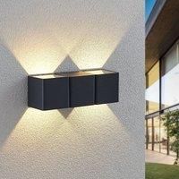 LED Outdoor Wall Light /'Niclas/' (Modern) in Black Made of Aluminium (2 Light Sources,) from Lindby | Wall lamp for Exterior/Interior Walls, House, Terrace und Balcony