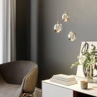 Hayley LED pendant lamp glass globes, 3-bulb, gold