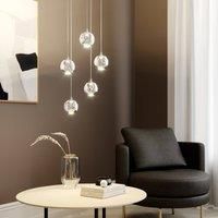 Hayley LED pendant lamp, 5-bulb, round, chrome